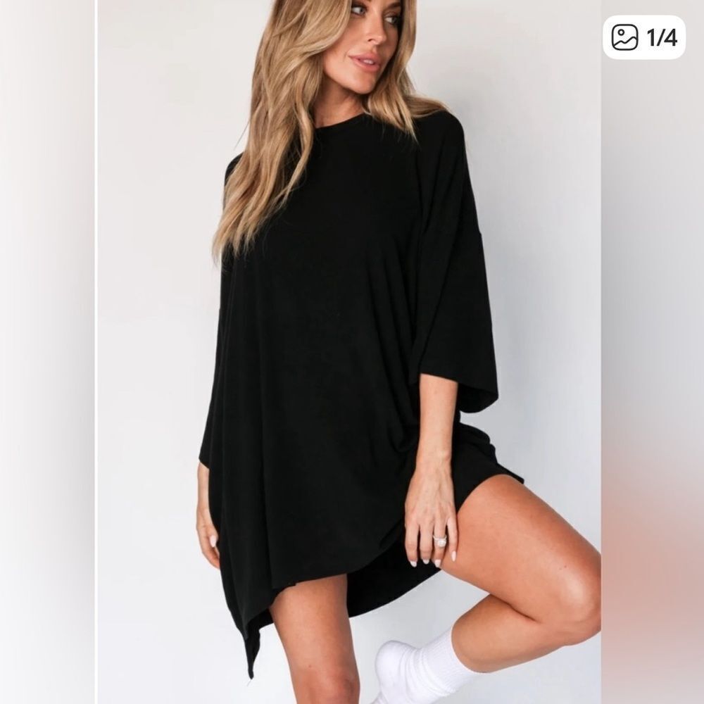 The Foxy Kind All Weekend Long Rib Tee Black Oversized